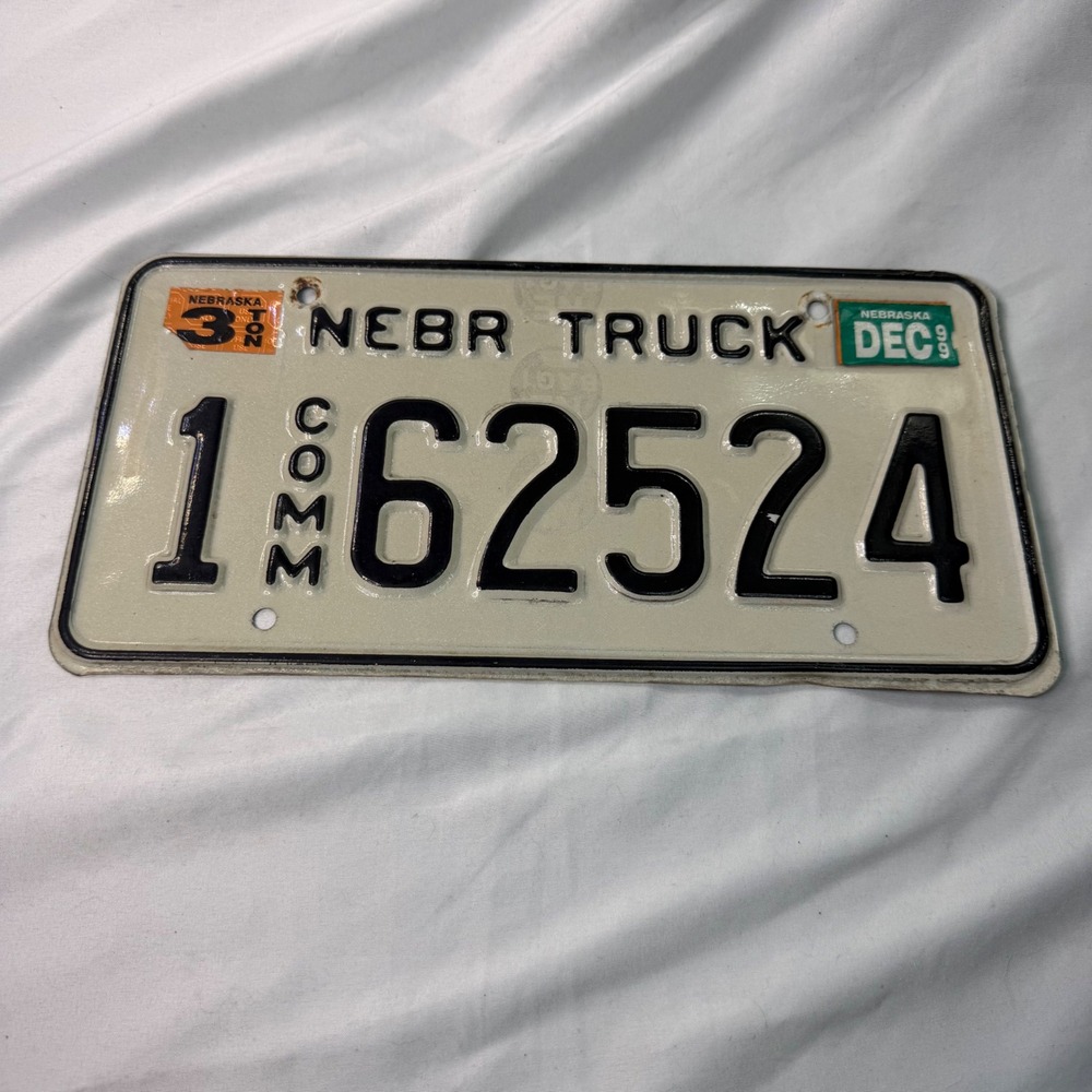 Vintage 1999 Nebraska Commercial Truck License Plate 3 Ton NEBR TRUCK 1-62524